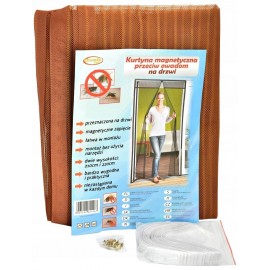 SIATKA-KURTYNA MAGNETYCZNA PRZECIW OWADOM NA DRZWI 100X210/220 BRĄZ