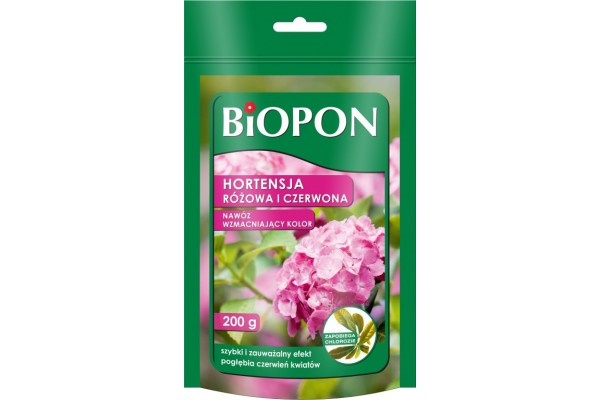 NAWÓZ ODŻYWKA DO HORTENSJI RÓŻOWEJ I CZERWONEJ 200G BIOPON