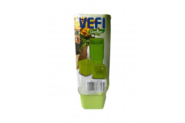 VEFI- HOBBY POTS 6X6 ,LEMON GREEN 800565 (30 szt opak/60 karton) doniczki kwadratowe