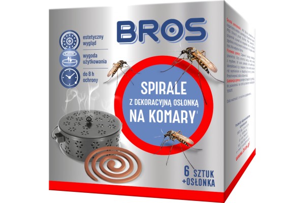 BROS - SPIRALE NA KOMARY Z DEKORACYJNĄ OSŁONKĄ STALOWĄ 6SZT 